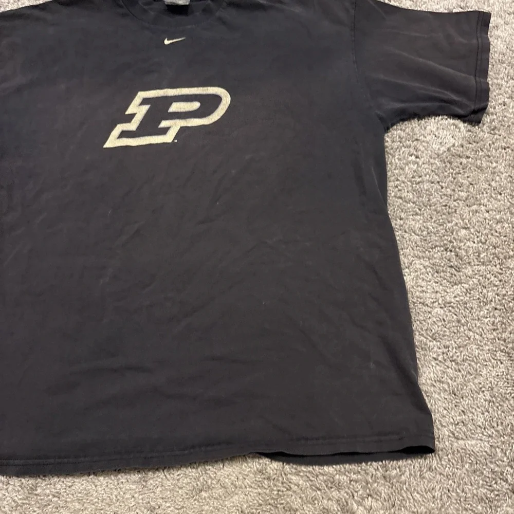 Vintage Nike Team Purdue University T Shirt Center Swoosh Size XXL Black Athlete